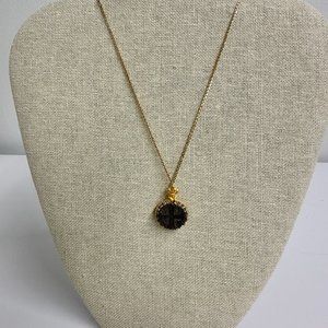 French Kande Petit Chain Black Medallion Pendant